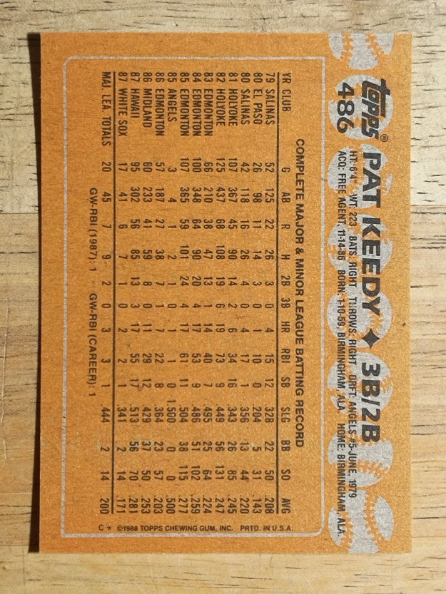 1988 Topps #486 Pat Keedy