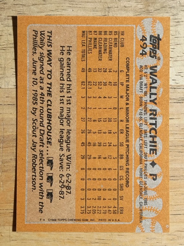 1988 Topps #494 Wally Ritchie