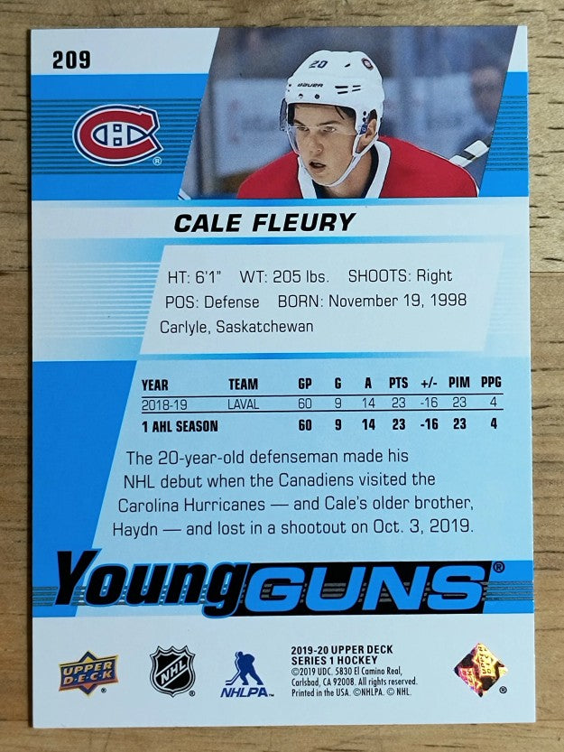 2019-20 Upper Deck #209 Cale Fleury YG RC