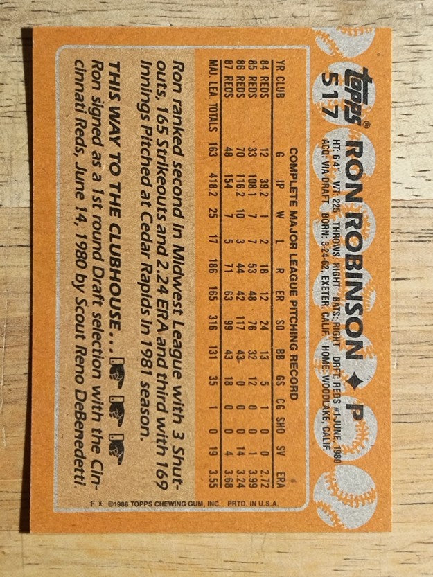 1988 Topps #517 Ron Robinson