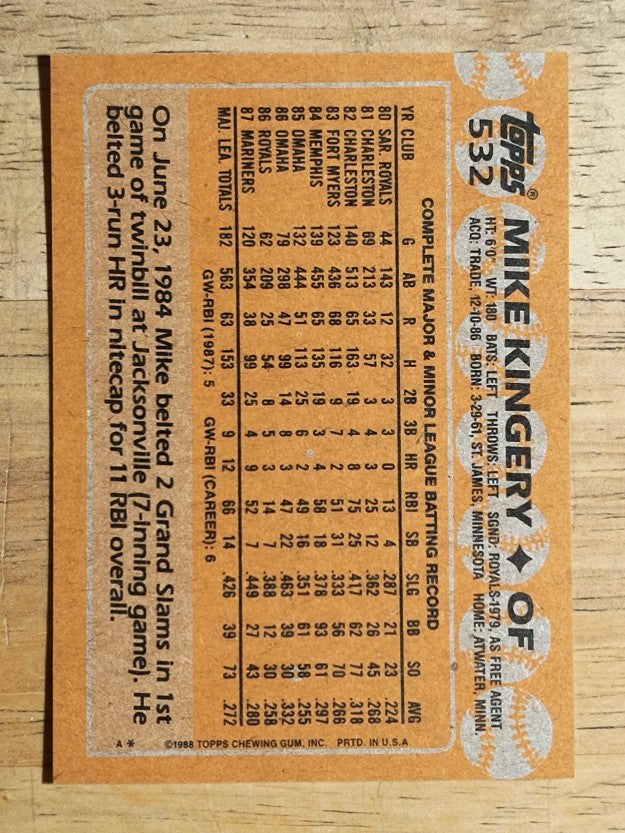 1988 Topps #532 Mike Kingery