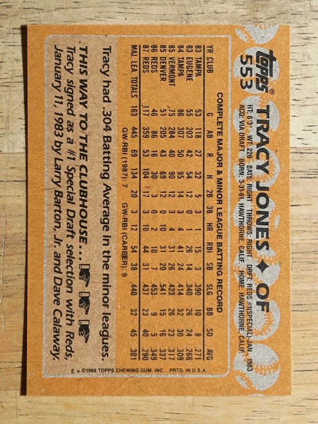 1988 Topps #553 Tracy Jones
