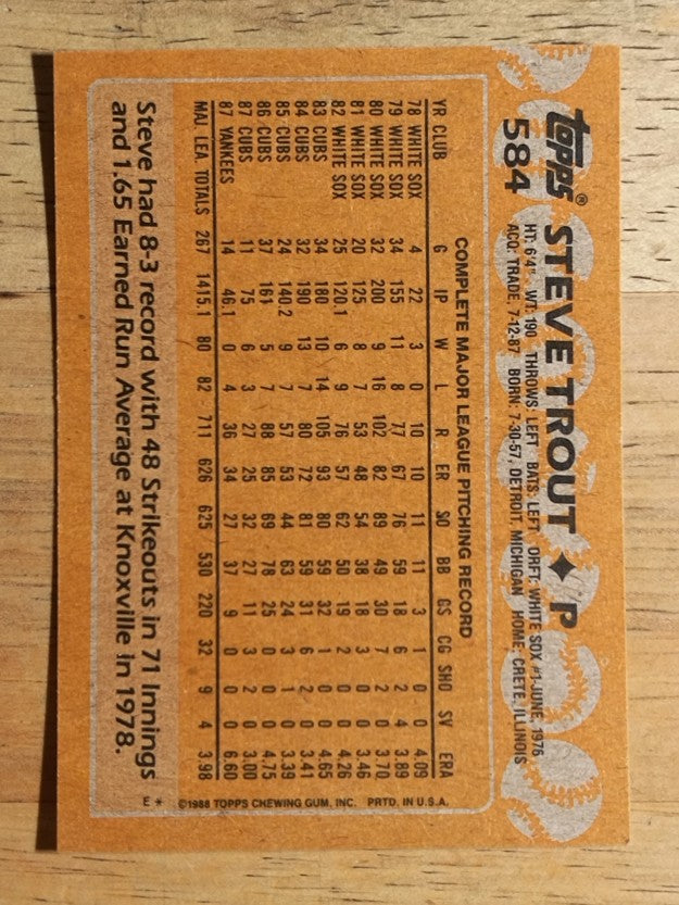 1988 Topps #584 Steve Trout