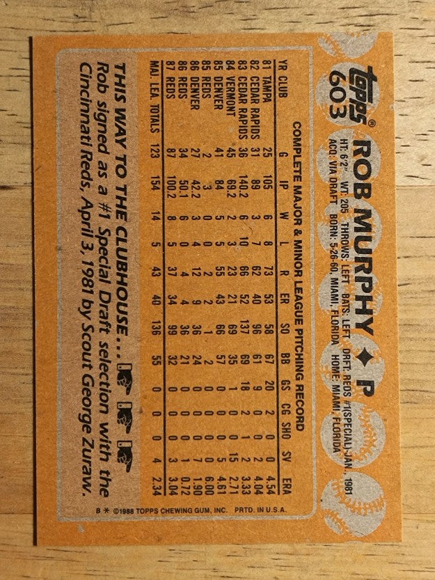 1988 Topps #603 Rob Murphy