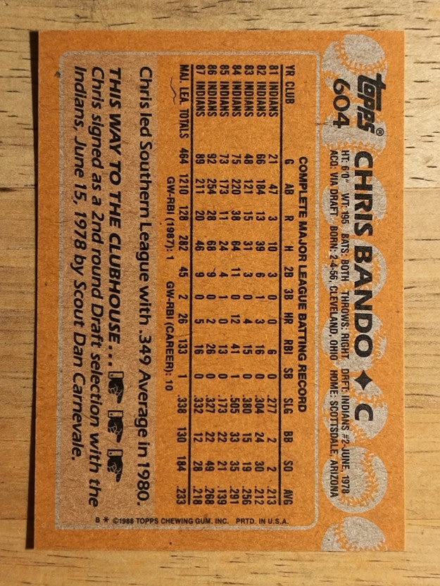 1988 Topps #604 Chris Bando