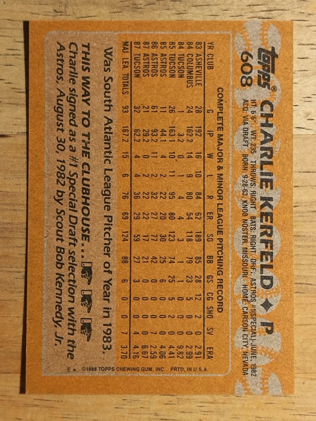 1988 Topps #608 Charlie Kerfeld