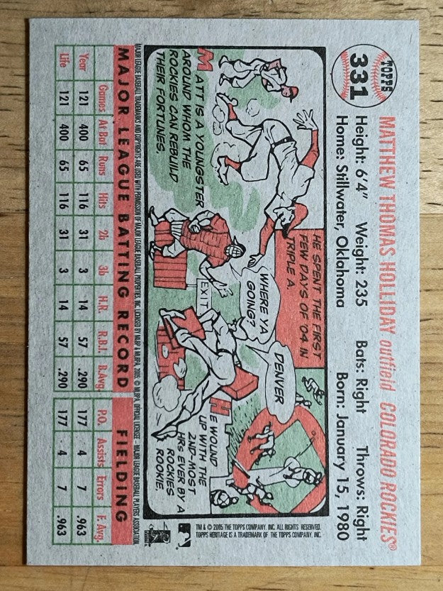 2005 Topps Heritage #331 Matt Holliday