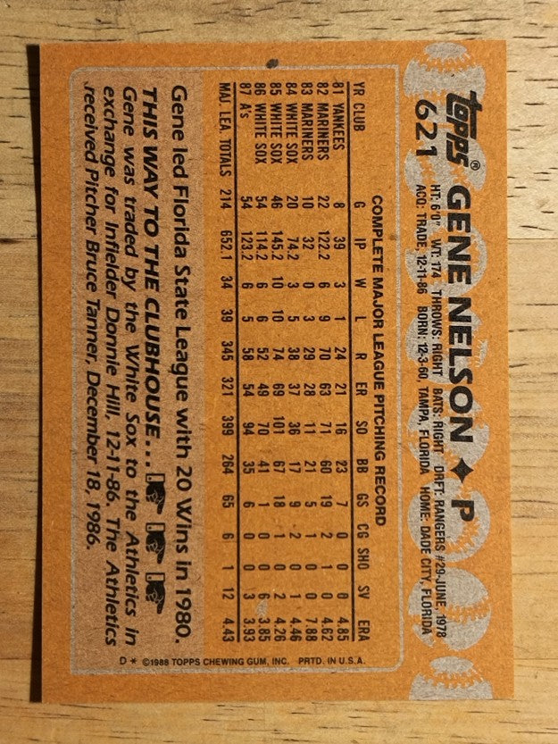 1988 Topps #621 Gene Nelson