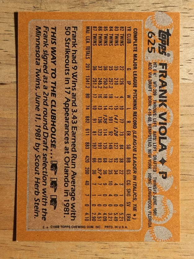 1988 Topps #625 Frank Viola