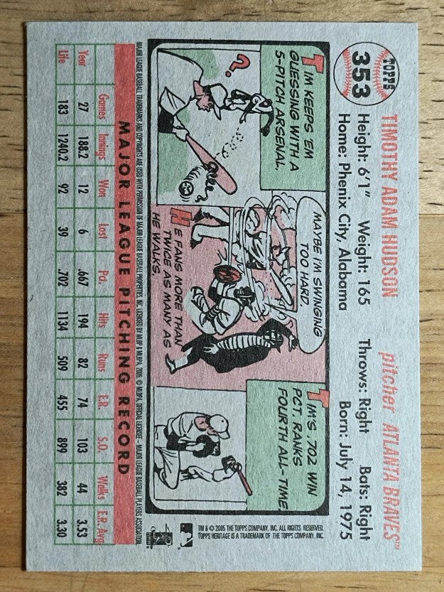 2005 Topps Heritage #353B Tim Hudson Milw Cap SP