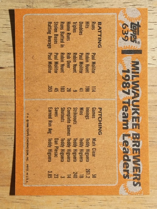 1988 Topps #639 Glenn Braggs/Tony Muser CO TL