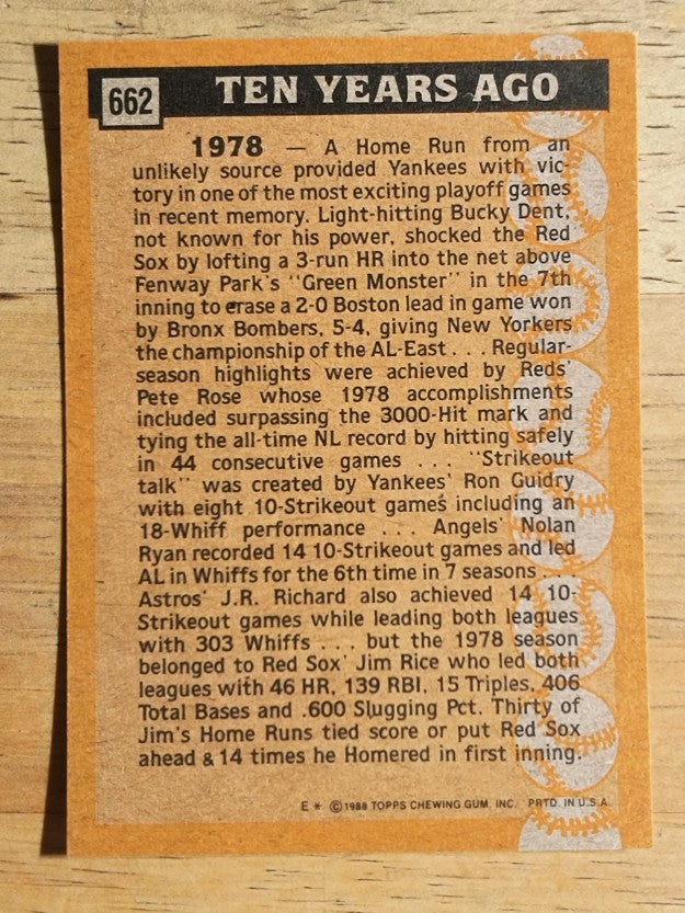 1988 Topps #662 Jim Rice TBC