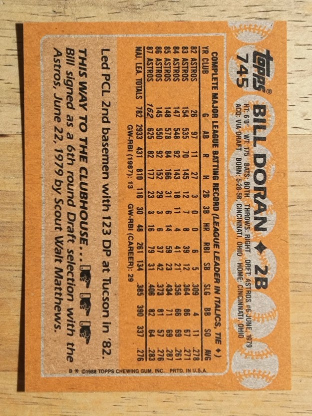 1988 Topps #745 Bill Doran