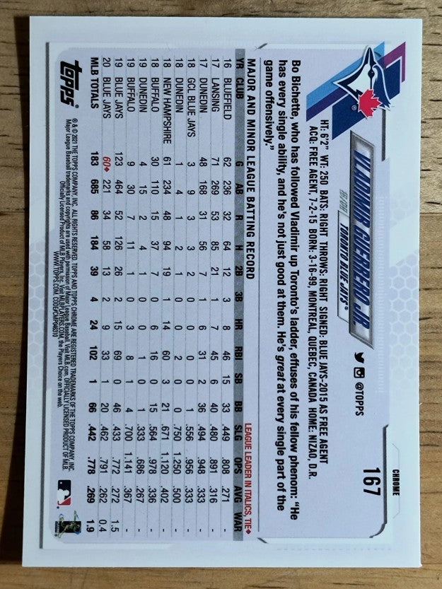 2021 Topps Chrome #167 Vladimir Guerrero Jr.