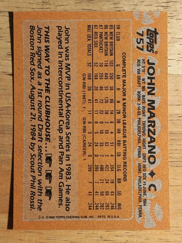 1988 Topps #757 John Marzano