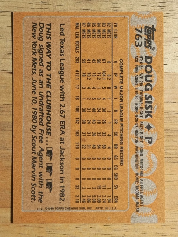 1988 Topps #763 Doug Sisk