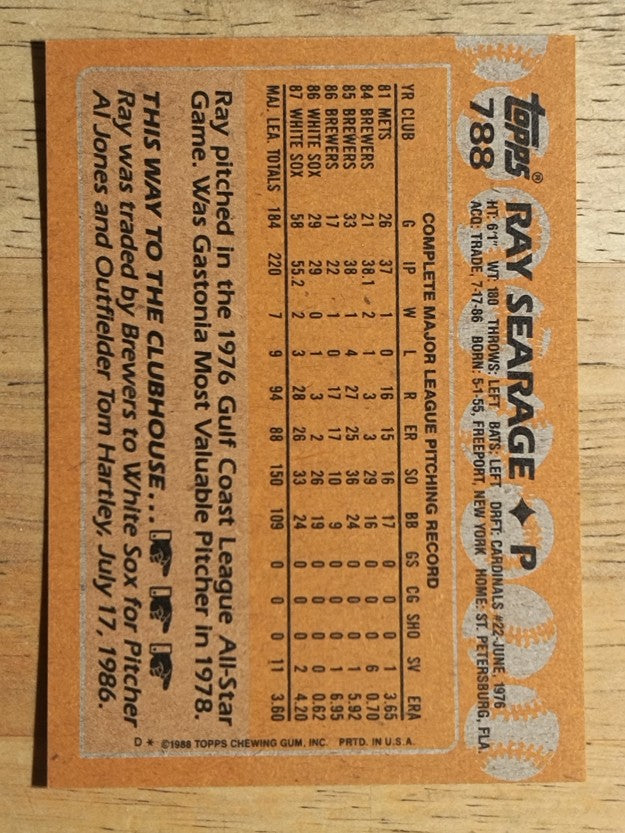 1988 Topps #788 Ray Searage