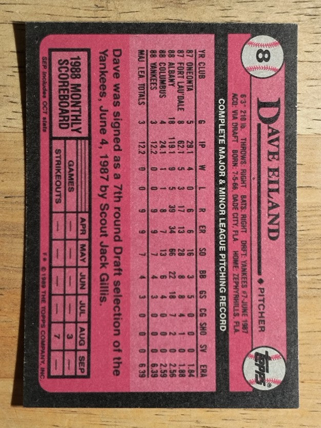 1989 Topps #8 Dave Eiland