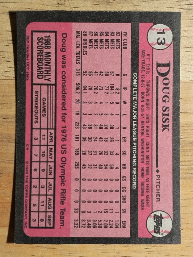 1989 Topps #13 Doug Sisk