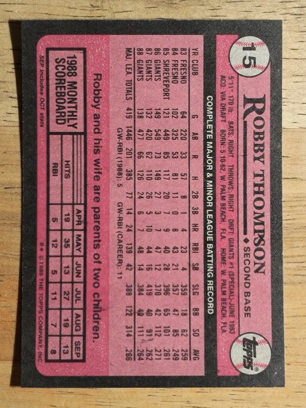 1989 Topps #15 Robby Thompson