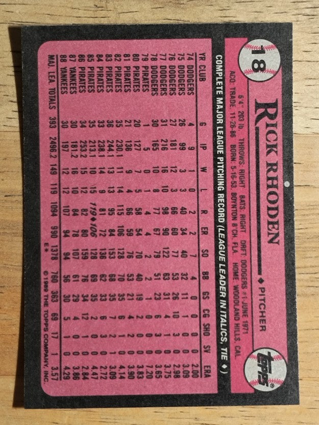 1989 Topps #18 Rick Rhoden
