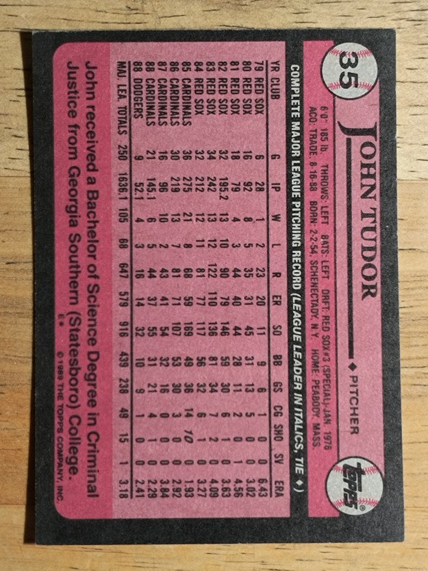 1989 Topps #35 John Tudor