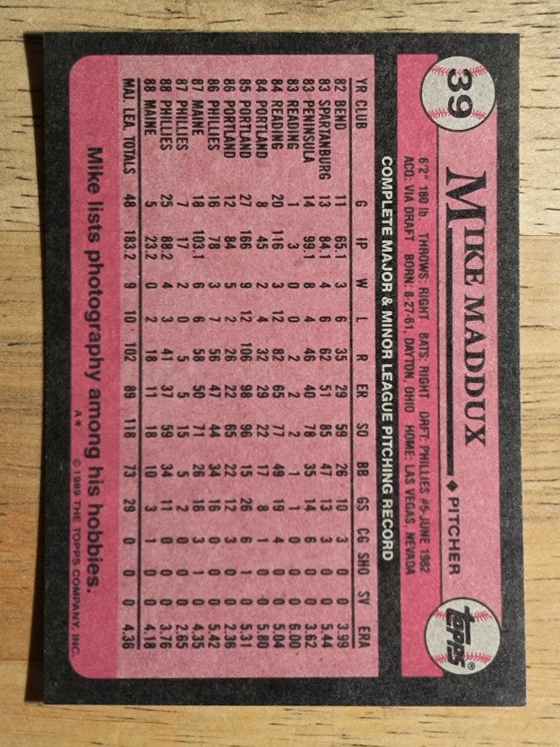 1989 Topps #39 Mike Maddux