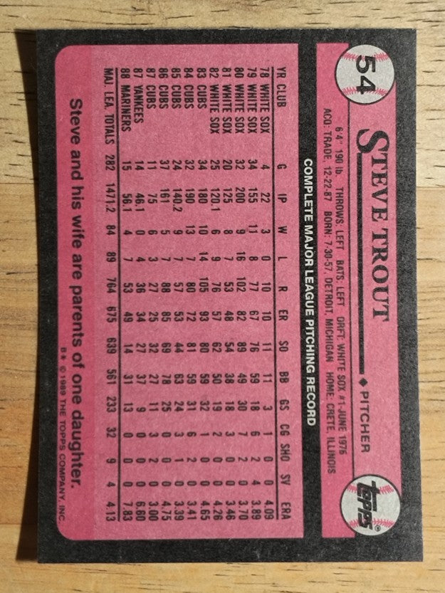 1989 Topps #54 Steve Trout