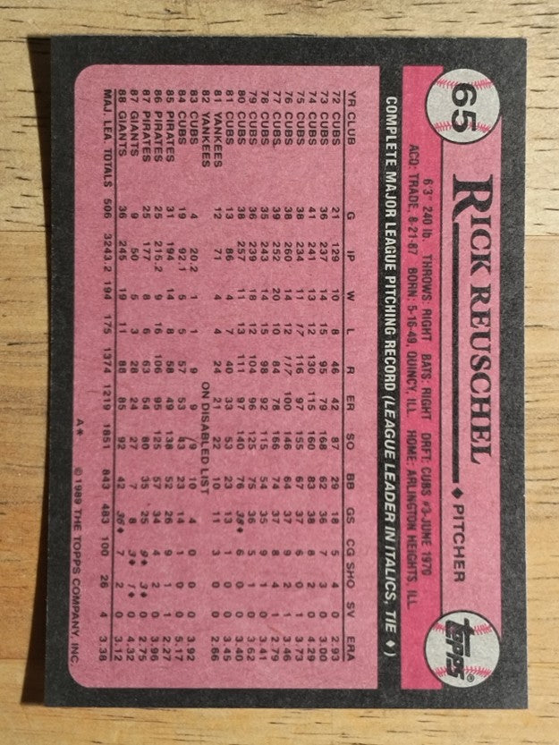 1989 Topps #65 Rick Reuschel