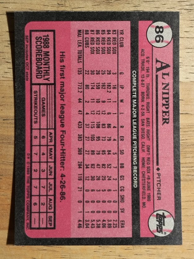 1989 Topps #86 Al Nipper