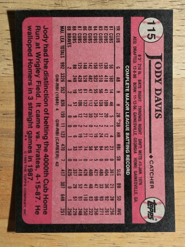 1989 Topps #115 Jody Davis