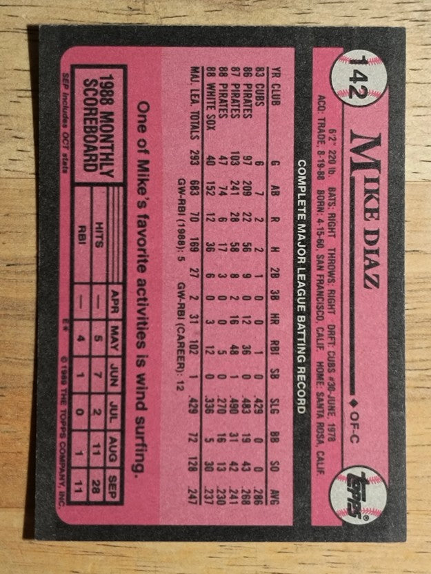1989 Topps #142 Mike Diaz