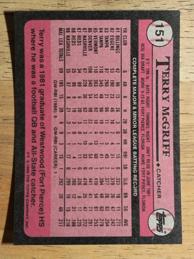 1989 Topps #151 Terry McGriff