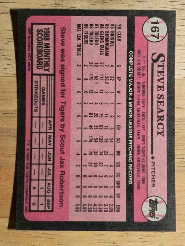 1989 Topps #167 Steve Searcy FS