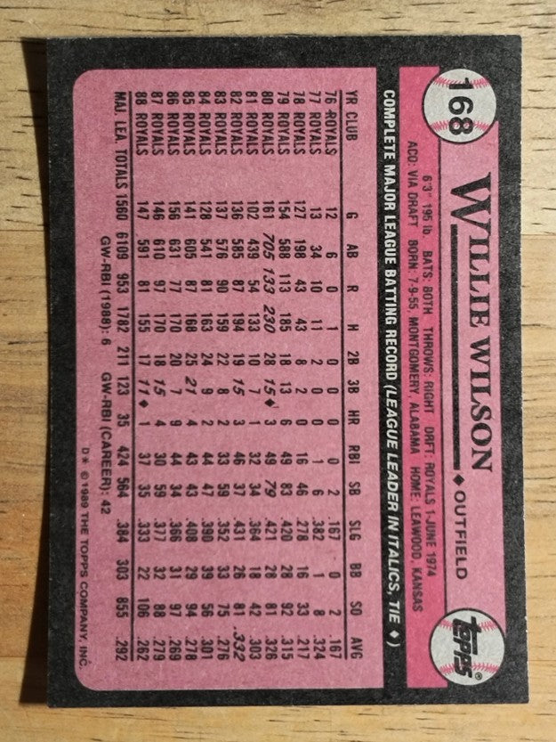 1989 Topps #168 Willie Wilson