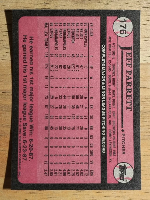 1989 Topps #176 Jeff Parrett