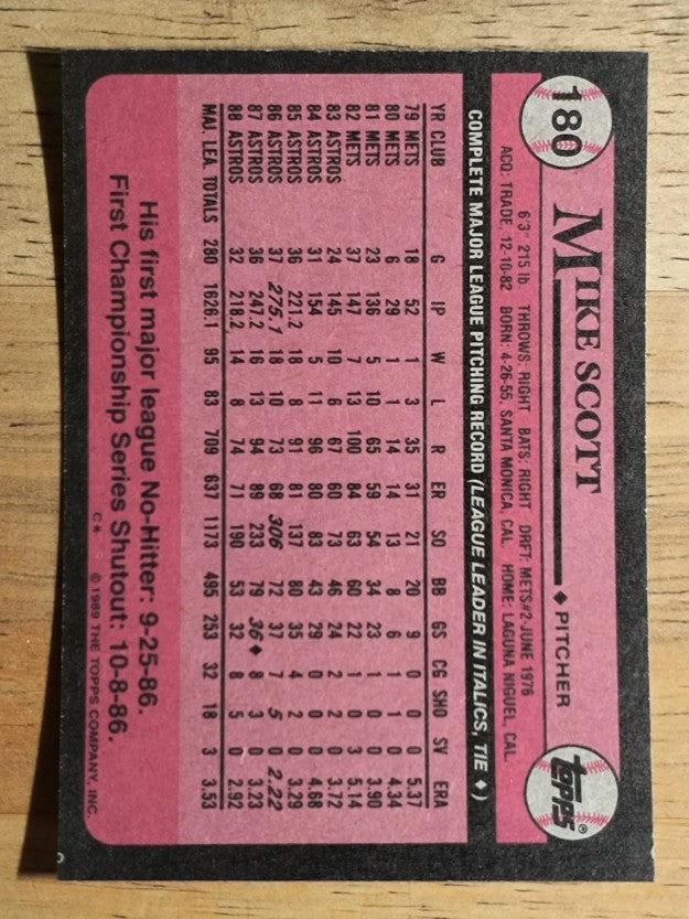 1989 Topps #180 Mike Scott