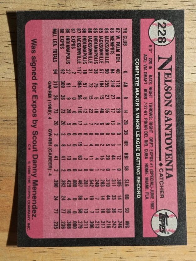 1989 Topps #228 Nelson Santovenia