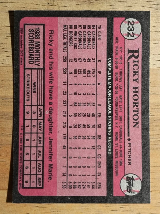 1989 Topps #232 Ricky Horton