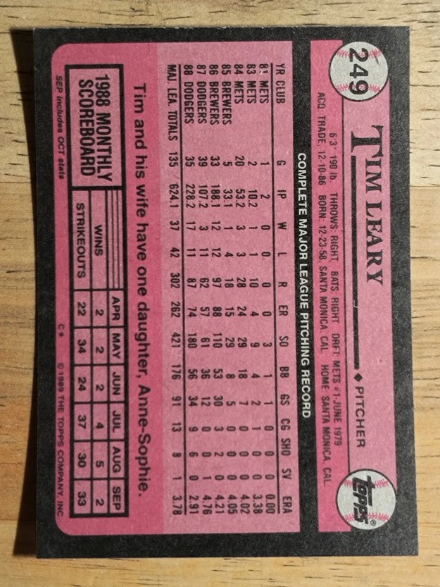 1989 Topps #249 Tim Leary