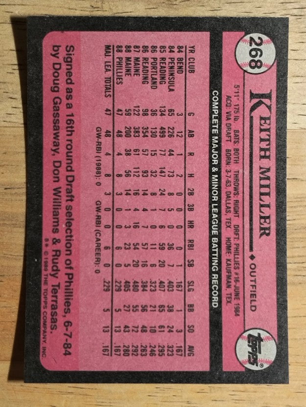1989 Topps #268 Keith Miller RC