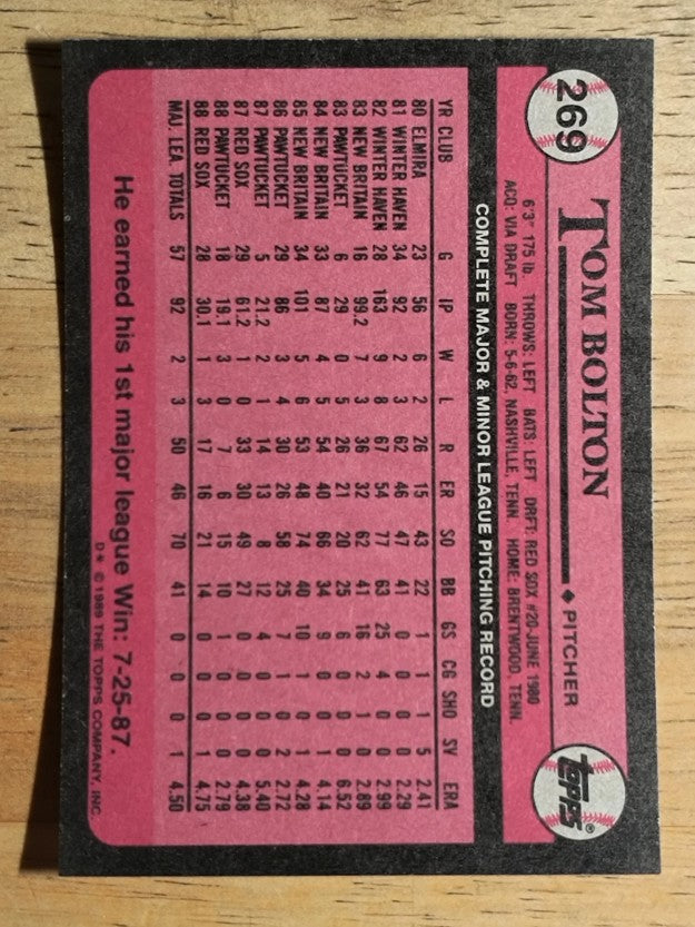 1989 Topps #269 Tom Bolton