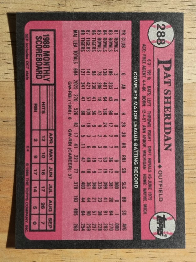 1989 Topps #288 Pat Sheridan