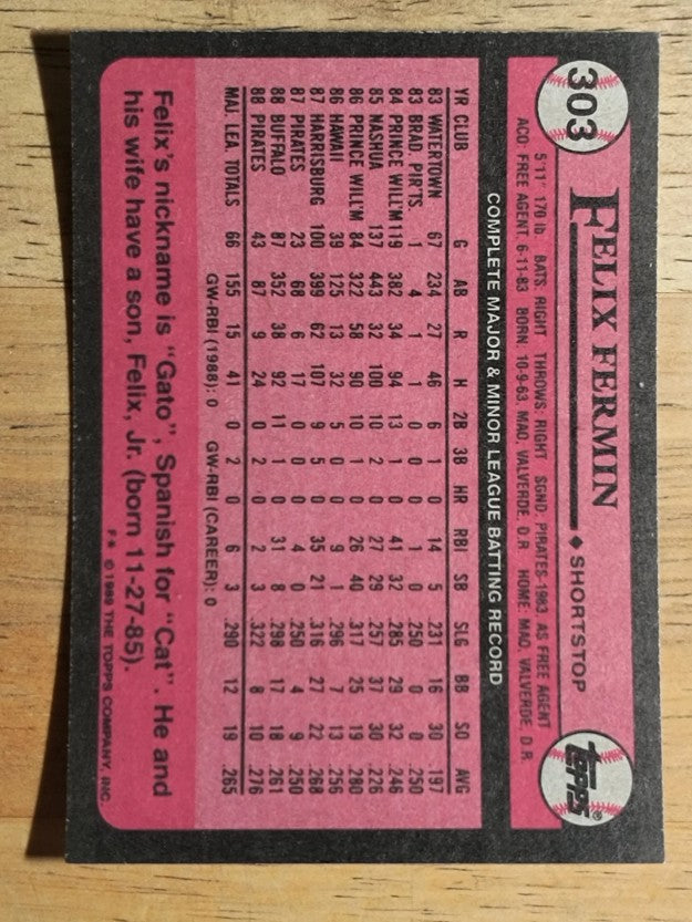 1989 Topps #303 Felix Fermin