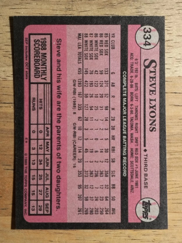 1989 Topps #334 Steve Lyons