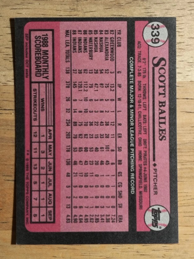 1989 Topps #339 Scott Bailes