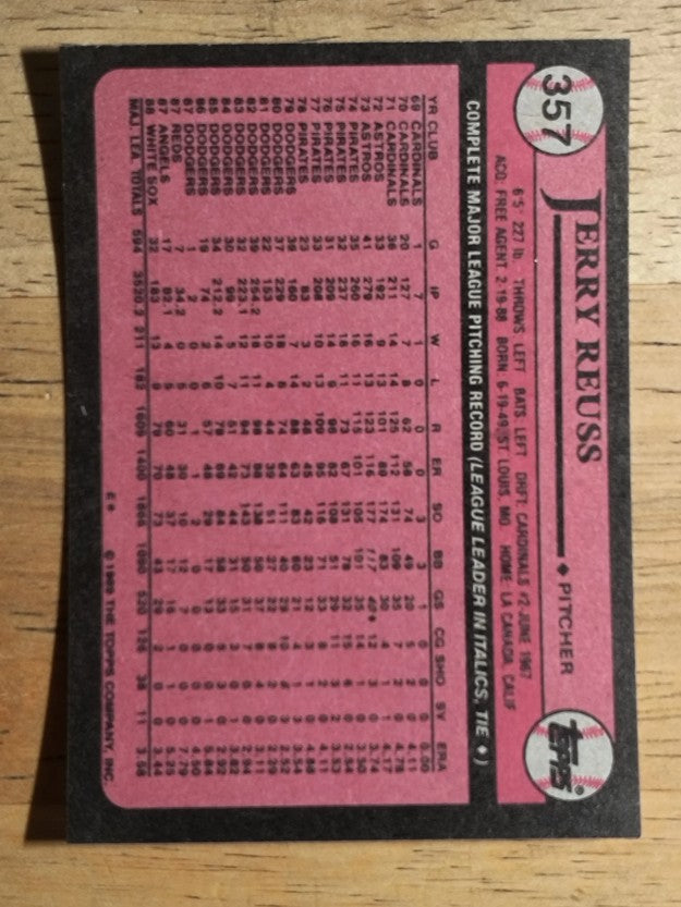 1989 Topps #357 Jerry Reuss