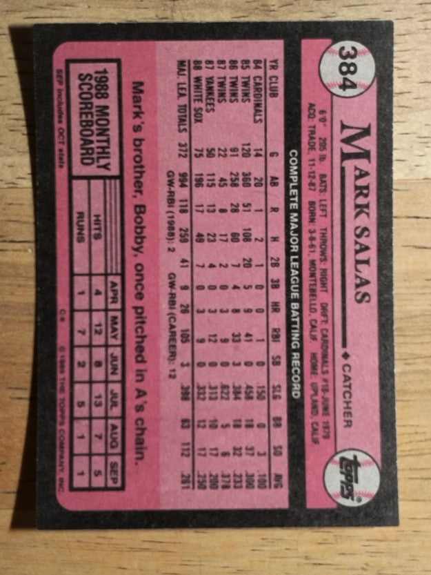 1989 Topps #384 Mark Salas
