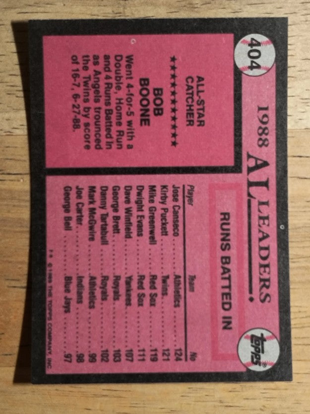1989 Topps #404 Bob Boone AS