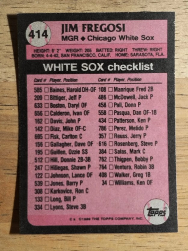 1989 Topps #414 Jim Fregosi MG